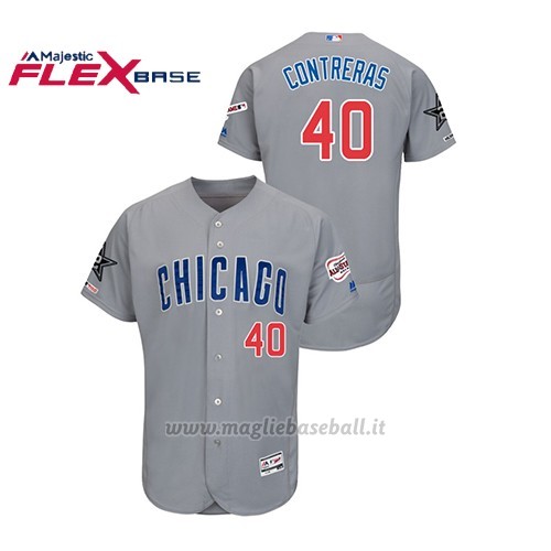 Maglia Baseball Hombre Chicago Cubs Willson Contreras 2019 All Star Game Flex Base Grigio